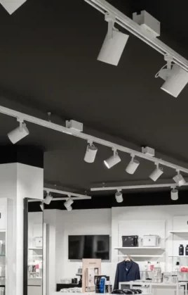 LED track lights over a retail display floor